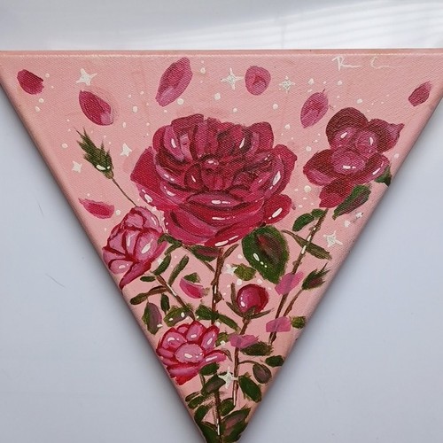 Roses triangle canvas signed - ,