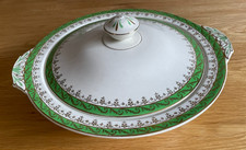 Alfred Meakin "VOGUE White & Green with Gold Edge" Lidded Serving dish