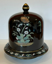 Victorian Dudson Jackfield Stilton black glazed enameled  pottery cheese dome