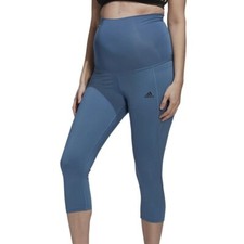 Womens Ladies Adidas Maternity Leggings Pants Jogging Gym Bottoms - Blue