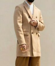 Men's ZARA Beige Blazer Coat MEDIUM jacket tan camel longline 40 double breasted