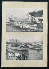1950s Harland & Wolff Shipbuilding Advert - Aircraft Carriers, Coastal Vessel