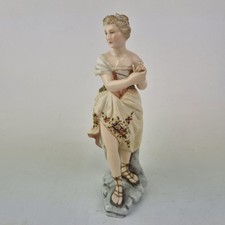 Antique German? Porcelain Figure Of A Lady Crossed Swords Mark 17cm High 
