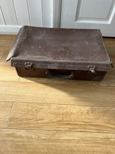 Vintage Vulcan Fibre Pioneer British Brown Travel Suitcase Luggage Needs TLC