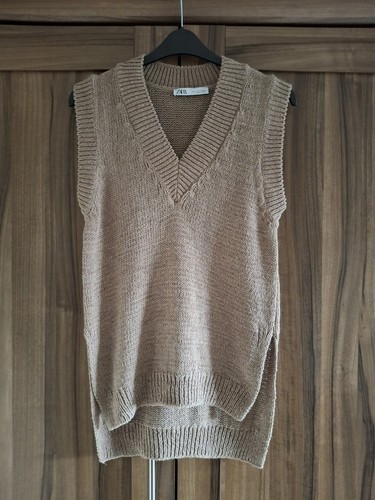 Zara neck knit vest brown - knit,