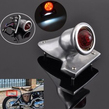 Retro Red LED light Chrome Brake Tail Light Bracket for Harley Chopper Bobber