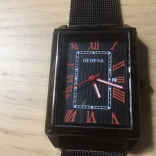 Geneva Black and Red Quartz Watch GC  free uk postage new battery fitted freepo