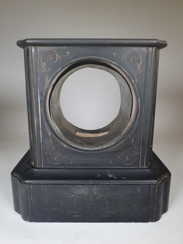 Antique black slate clock case - black,