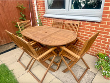Wooden Garden Table and Chairs Outdoor Dining Set Large Folding Furniture 6 Seat