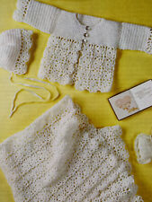 Marriners 0038 DK Knitting Pattern Baby Bonnet Hat Matinee Coat Shawl 14-20”