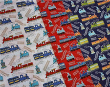 Polycotton Fabric Train Sewing Crafts Steamtrain By The Metre