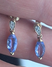 9ct Gold Tanzanite With Diamond Drop Earrings