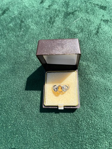 Silver citrine ring size p - size,