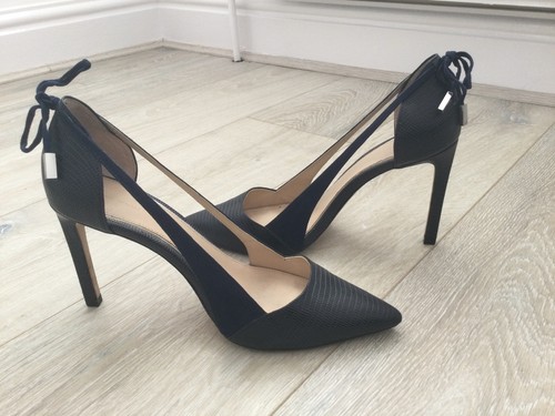 Navy leather suede zara - leather,