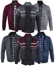 Mens Fleece Lined Cardigan Jacket Zip Up Warm Winter Premium M-3XL *UK Sizes*