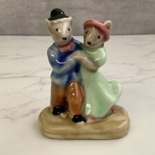 Vintage Novelty Mouse / Bear Couple Lovers Dancing Figurine Ornament 8cm
