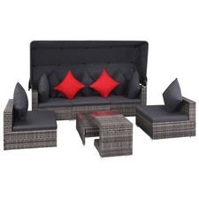 Rattan Sofa Set Grey & Dark