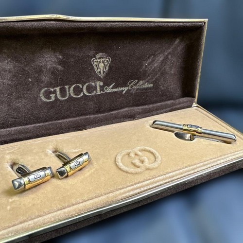 Gucci gold silver tie pin - gucci,