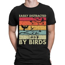 Easily Distracted by Birds Birdwatching Lover Gift Funny Mens T-Shirts Top #NED