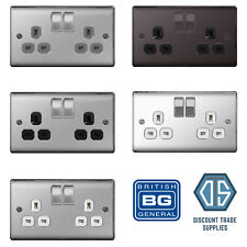 BG Double Socket NBS22G NBS22B NBS22W NBN22B NPC22W Black Grey White 13 Amp Twin