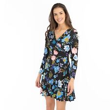 Karen Millen Womens Dress Black Mini Long Sleeve Summer Floral A-Line Holiday