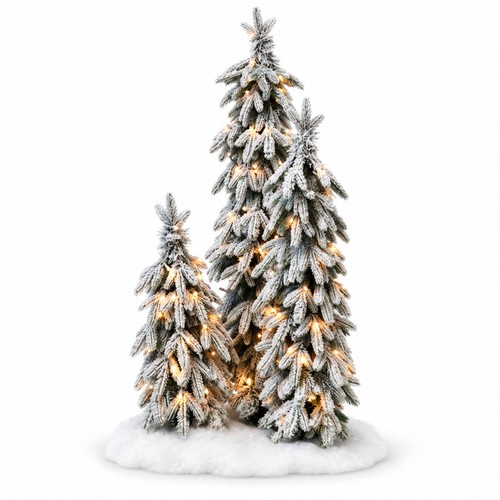 Set snowy christmas trees - christmas,