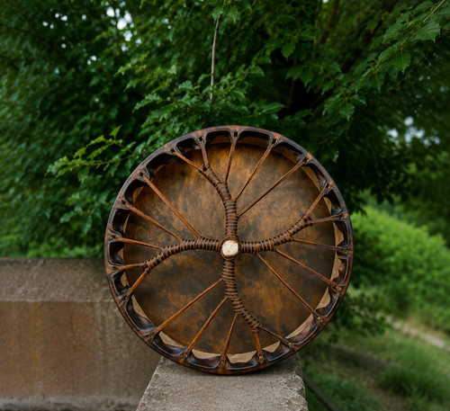 Handmade brown shamanic drum - brown,