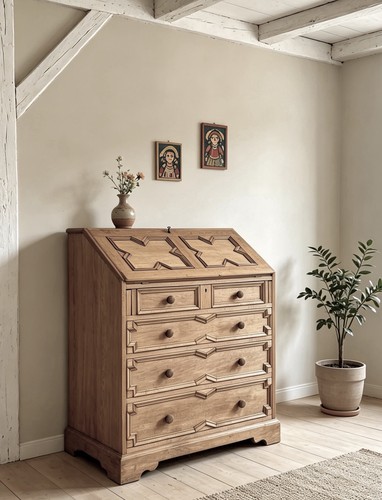 Vintage raw oak linenfold - oak,