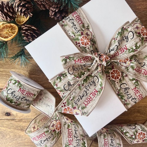 Christmas ribbon natural - christmas, fruit