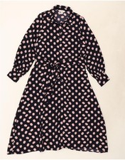 WALLIS Womens Shirt Dress UK 12 Medium Navy Blue Spotted BA06