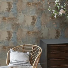 Brand New Grandeco Rustic Teal Brown Concrete Wallpaper Industrial Roll