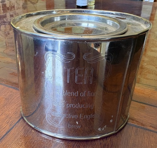 Vintage style metal tea caddy - vintage,