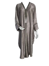 Ladies Butterfly Crushed Satin Abaya Farasha Kaftan in Stone sizes 52,54,56,58
