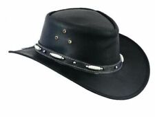 Australian Leather Cowboy Hat Genuine Leather Western Black / Brown Beads Band