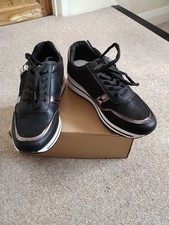New Ladies Black Zip Lace Up Wedge Shoes Trainers Size 38 UK Size 6