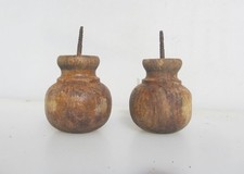 Vintage Turned Wood Furniture Bun Feet Sofa Legs Old Chair Wooden Antique x2