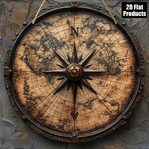Wooden nautical compass wall - wooden,