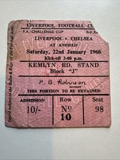 Rare Ticket Liverpool  V Chelsea Match Played 22nd January 1966