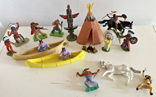 Britains Deetail Red Indians Tepee Totem pole Canoes + Elastolin