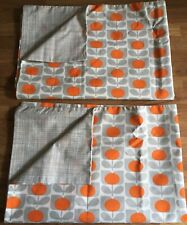 2 Pillowcases Made W/ Orla Kiely Ditsy Cyclamen Flower & Cross Hatch Cotton New