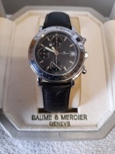 BAUME & MERCIER MALIBU. VERY RARE AUTOMATIC CHRONOGRAPH WITH BLUE DIAL