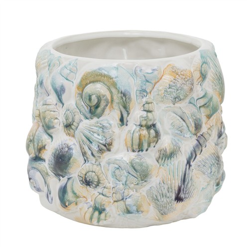 Shell embossed plant pot - embossed,