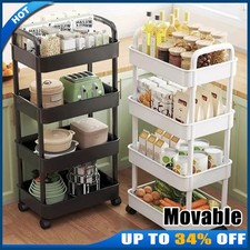 4 Tier Storage Trolley Cart on Wheels Kitchen Bathroom Laundry Narrow Space Rack