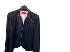 Jacques Vert Navy Pink Trim Jacket Size 24 Ec Away