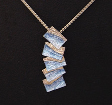 Sterling silver and enamel necklace Flagstone pendant in slate by Sheila Fleet