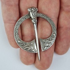Vintage Solid Silver Kilt Pin Scottish Celtic Style Birmingham 1950 F Narborough