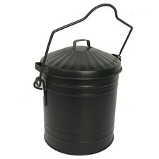 Ash Carrier Box w/ Lid Galvanised Metal can Hot Fireplace Tidy Bucket Container