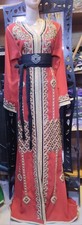 Stunning Moroccan Kaftan Dress Rich Red  With Gold And Black Embroidery