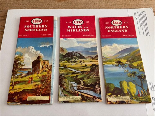 Vintage esso road maps set - vintage,