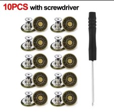 Metal Jeans Buttons Replacement Kit with Hand Screwdriver 17mm  Buttons